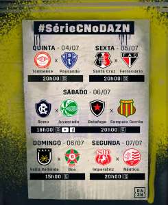 DAZN terá transmissão de cinco jogos da Série C entre sexta e segunda-feira