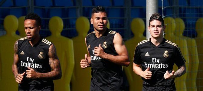 Após levar 7 a 3, Real volta a treinar em Madri com James, Militão e Casemiro