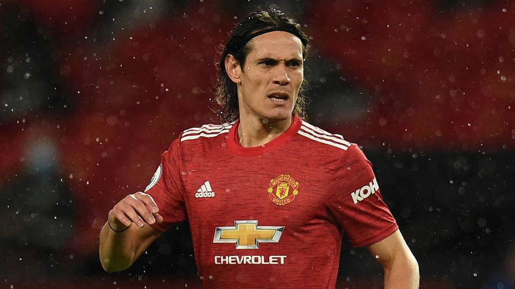 Edinson Cavani com a camisa do Manchester United