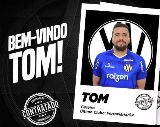XV de Piracicaba acertou com o goleiro Tom (Foto: Divulgação/XV de Piracicaba)