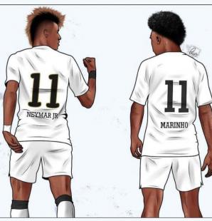 Neymar publica arte ao lado de Marinho e agita torcida do Santos