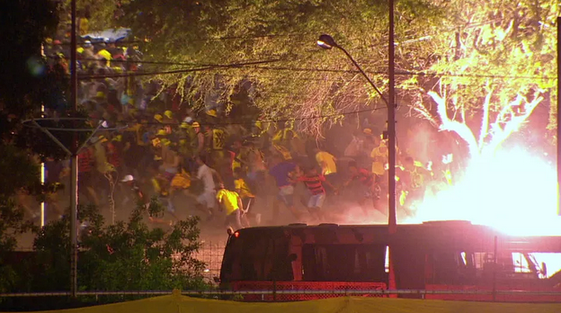 Antes de jogo contra o Fla, torcida do Sport se aglomera e PM intervém. Vídeo!