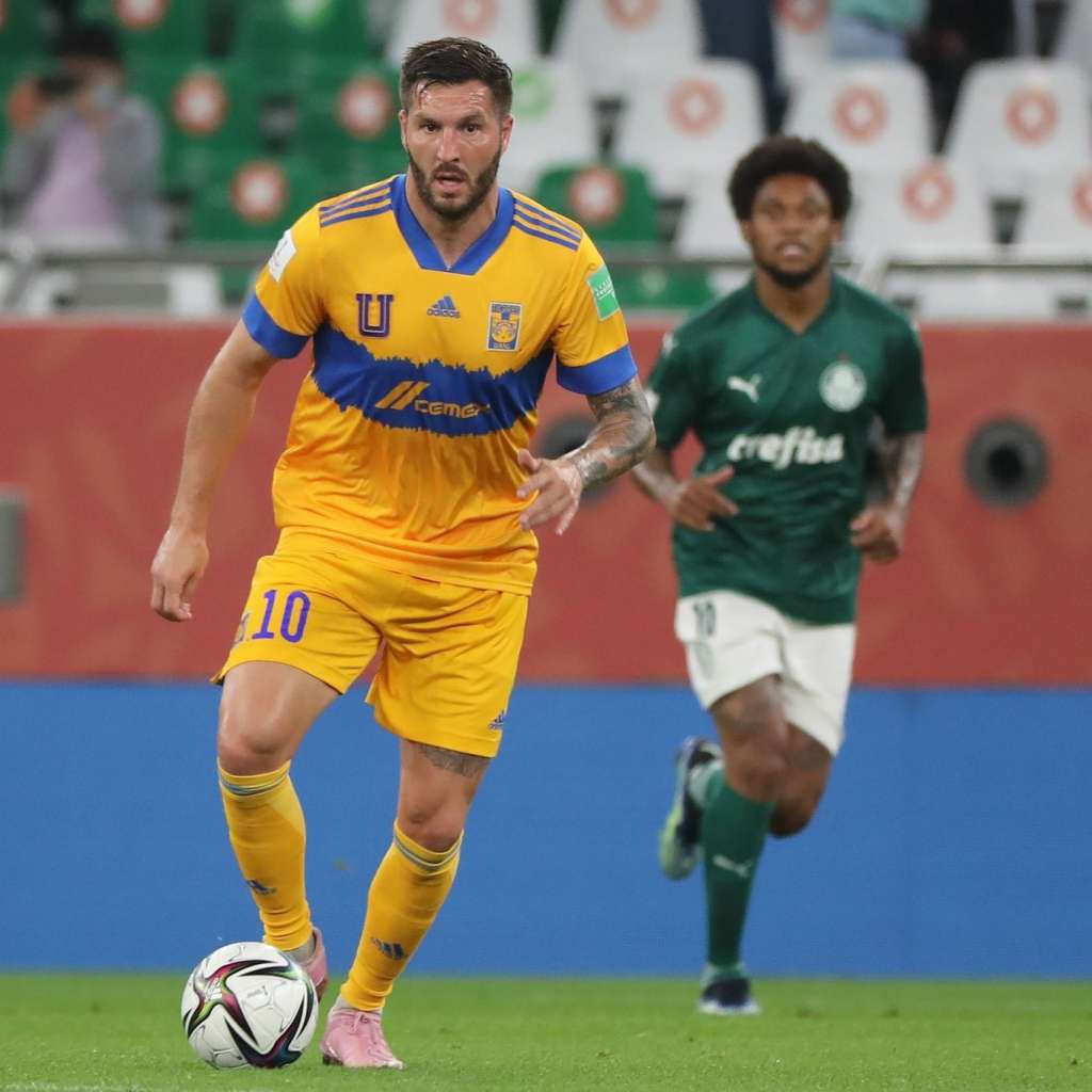 Gignac marcou o gol solitário da vitória do Tigres contra o Palmeiras no Mundial de Clubes da FIFA. Foto: Twitter/Reprodução