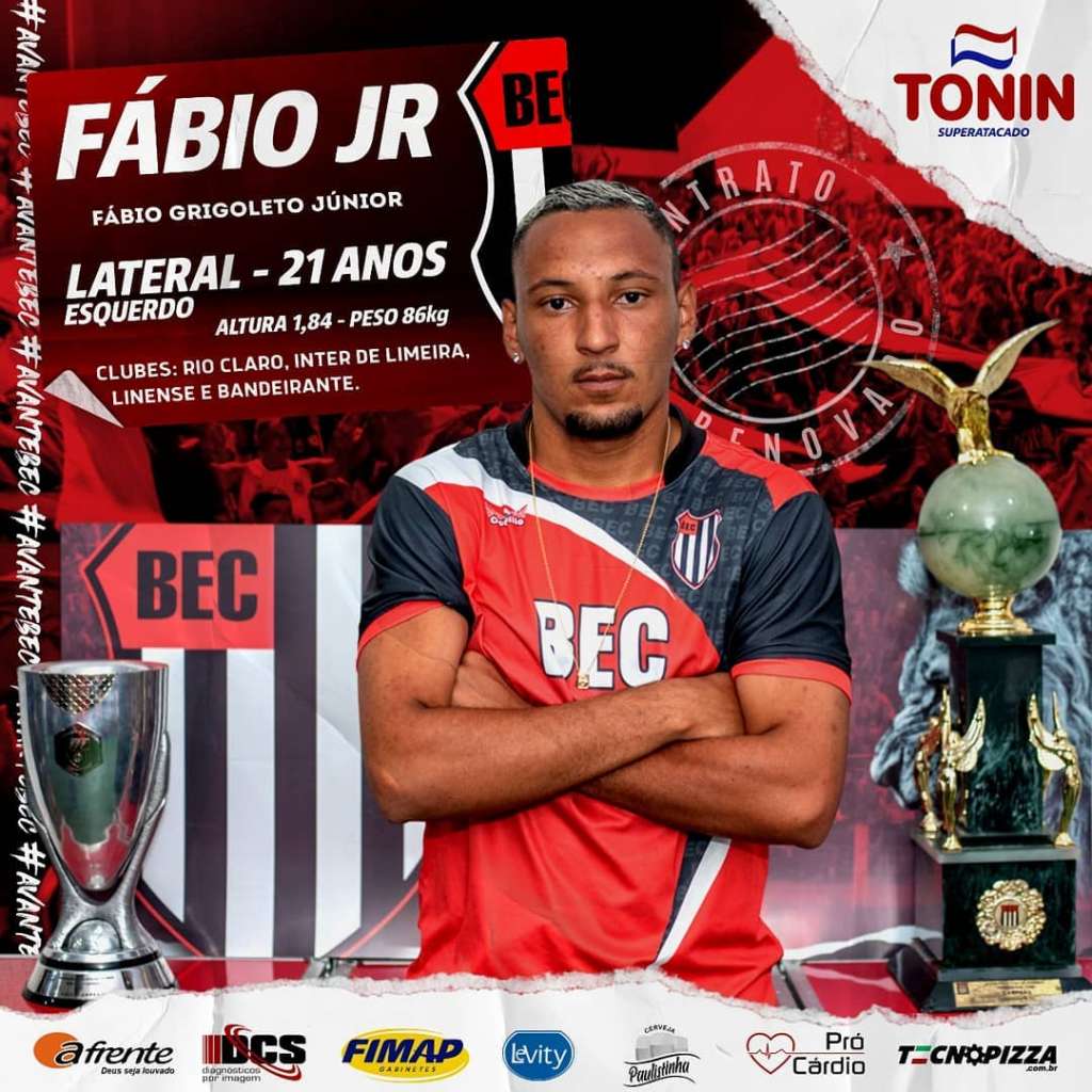 Bandeirante renova com lateral-esquerdo Fábio Júnior