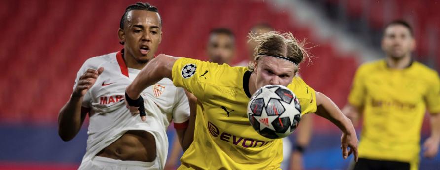 LIGA DOS CAMPEÕES: Haaland brilha e garante vitória do Borussia Dortmund sobre Sevilla