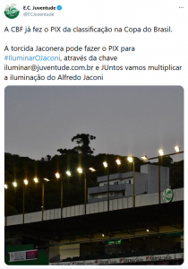 Clube da Série A faz vaquinha na internet para comprar refletores para o estádio