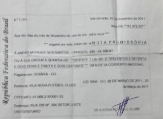 Série C: Vila Nova  deve R$ 81 mil para empresário que salvou o time em 2010