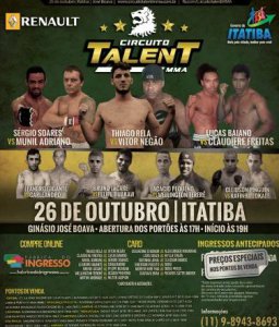 MMA: Quarta edição do Circuito Talent tem disputa de cinturão