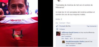 Fornecedora lança uniforme do América de Cali com nome de rival na gola