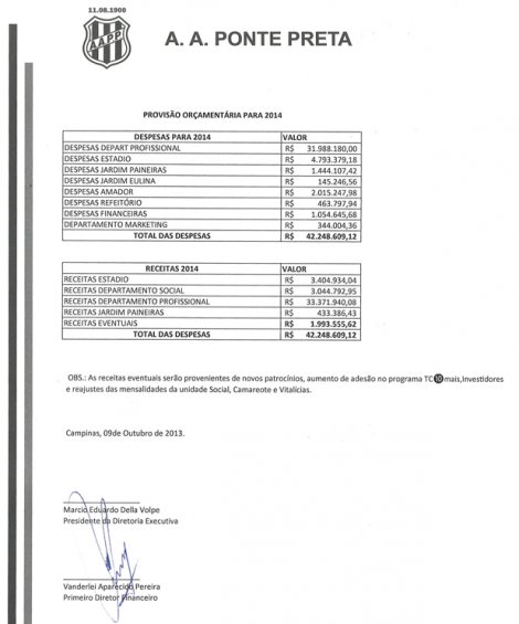 Conselho da Ponte aprova previsão orçamentária de R$ 42 mi para 2014 3 0002048128407 img