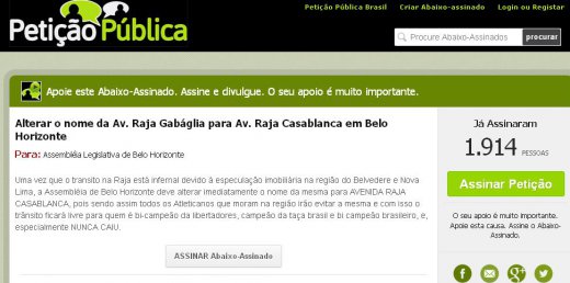 Petição Pública sugere mudar nome de avenida em BH para Raja Casablanca
