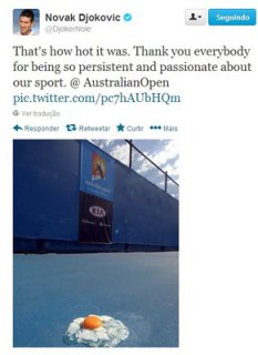 Tênis: Djokovic frita ovo em quadra do Aberto da Austrália