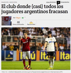 Gaúcho: Site cita Internacional como o clube em que os argentinos fracassam