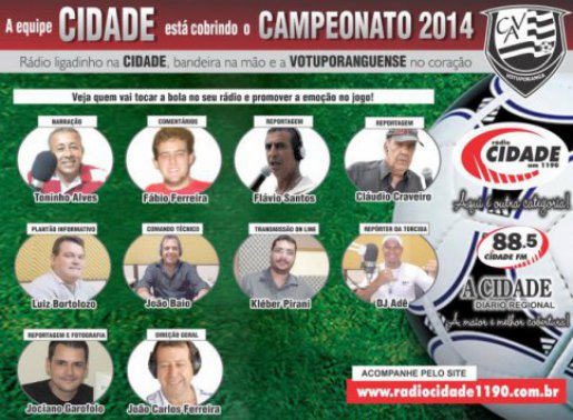 Show garantido: Rádio Cidade de Votuporanga transmite duelo da Série A3