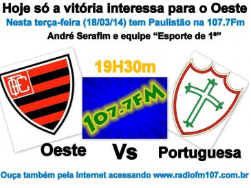 Rádio 107 FM de Itápolis e Rádio FI transmitem duelo do Paulistão esta noite