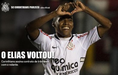 Elias celebra acerto e se diz ansioso para rever torcida do Corinthians