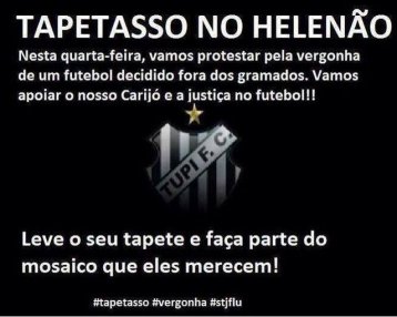 Torcida do Tupi prepara mosaico “tapetão” contra o Fluminense