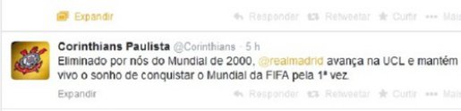 Após classificação do Real Madrid, Corinthians provoca espanhóis em rede social