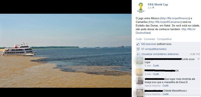 Que fase! Fifa se engana e promove jogo em Natal com foto do Amazonas