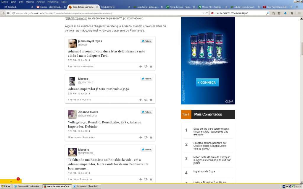 Má fase de Fred gera pedido por Adriano Imperador