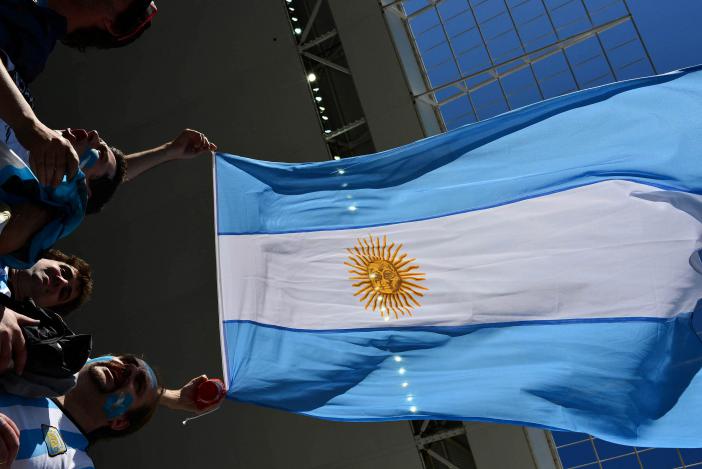 Torcida argentina na Arena Itaquera, em São Paulo. - Villlalba