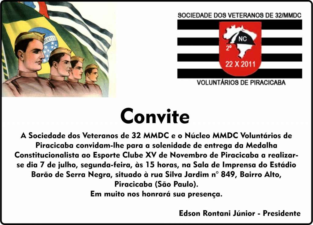 XV recebe Medalha Constitucionalista