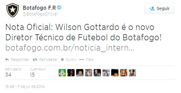 Botafogo anuncia Wilson Gottardo para cargo de Diretor Técnico