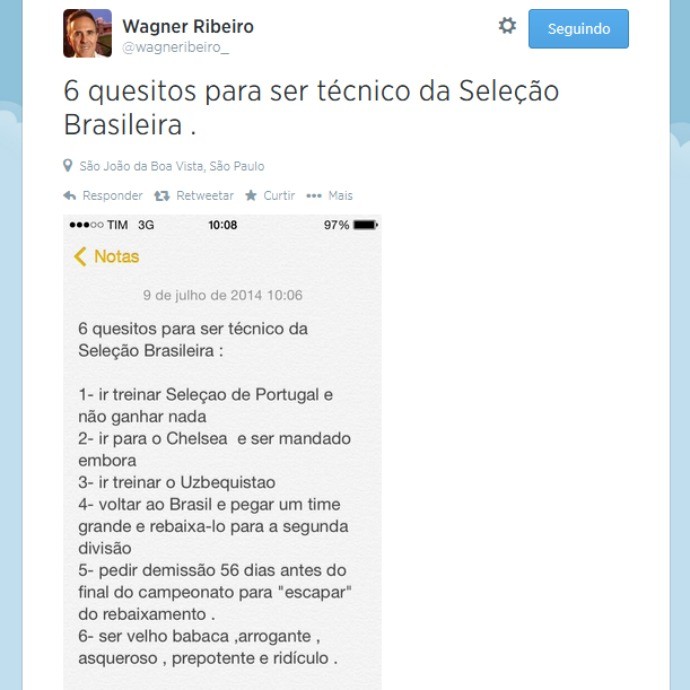Empresário de Neymar e Hulk, Wagner Ribeiro detona Felipão