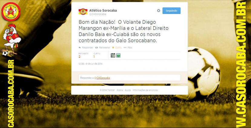 Copa Paulista: Atlético de Sorocaba anuncia Diego Marangon e Danilo Baia