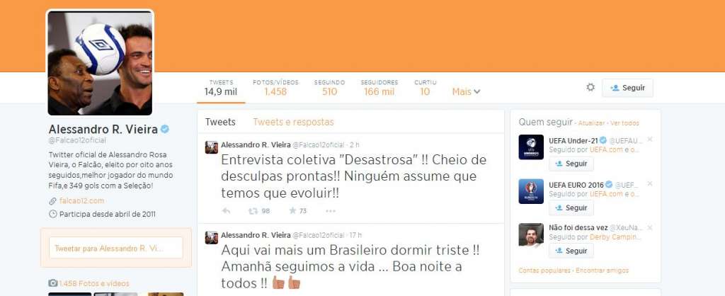 Arrogância! Craque Falcão detona entrevista de Felipão e Parreira