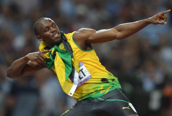 Bolt em sua comemoração característica