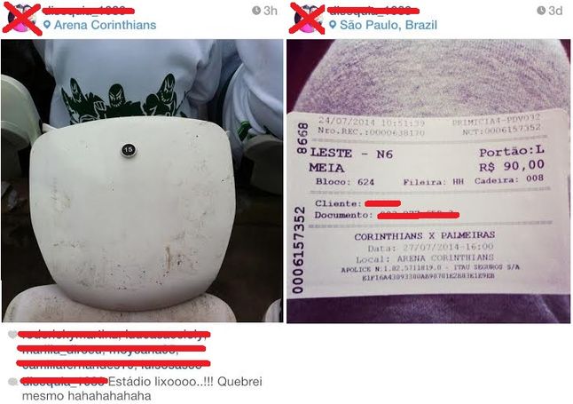 Palmeirense quebra cadeira da Arena Corinthians e se gaba: “quebrei mesmo”