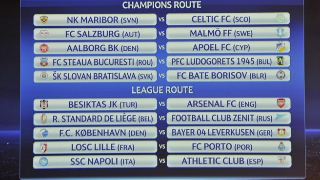 Liga dos Campeões terá Arsenal x Besiktas nos playoffs