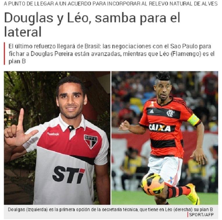 Jornal Sport coloca Léo Moura, do Flamengo, na mira do Barcelona