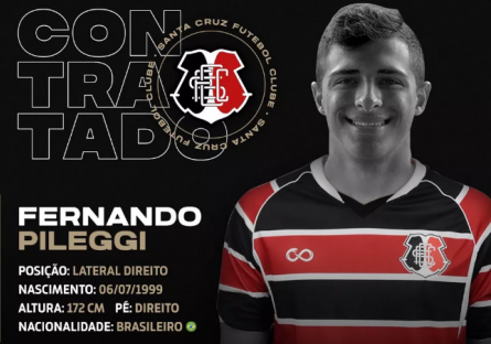 Santa Cruz anuncia a contratação por empréstimo de lateral de gigante brasileiro