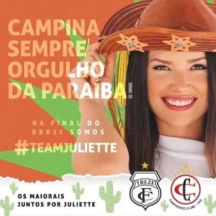 Rivais da Paraíba se unem para torcer por Juliette na final do BBB