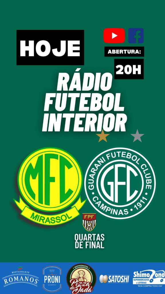RÁDIO FI: Jornada começa às 20h para Mirassol x Guarani. Confira!