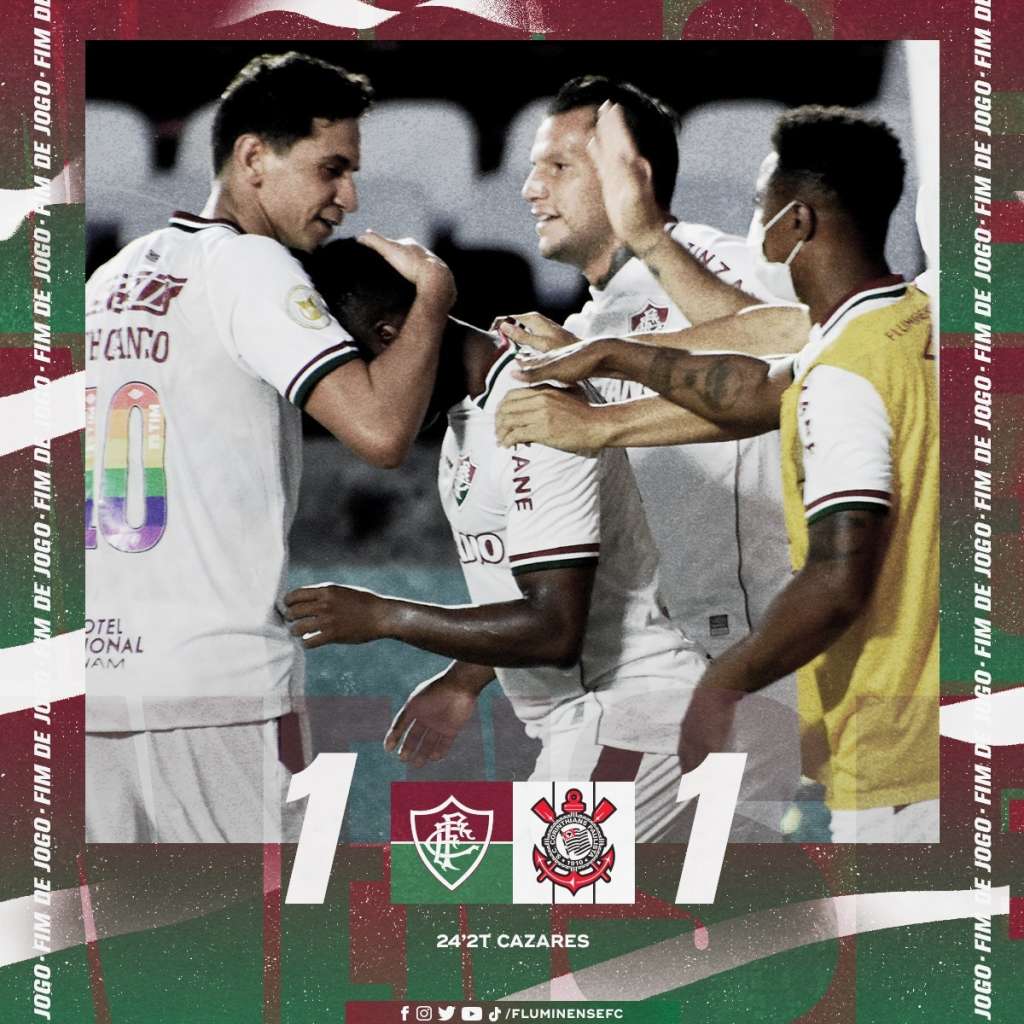 Fluminense 1 x 1 Corinthians –  Timão não aproveitou por ter um jogador a mais