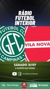 RÁDIO FI: Jornada Esportiva começa sábado às 10h para Guarani x Vila Nova. Confira!