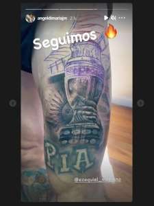 Herói da Argentina faz tatuagem com a taça da Copa América; FOTO AQUI!