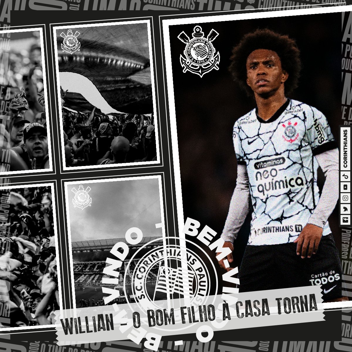 Após ‘spoiler’ do Arsenal, Corinthians anuncia retorno de Willian após 14 anos