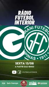 RÁDIO FI: Jornada Esportiva às 18h desta sexta-feira para Goiás x Guarani. Confira!
