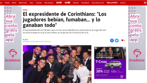 Jornal europeu 'troca as bolas' e divulga foto de elenco do São Paulo em matéria do Corinthians