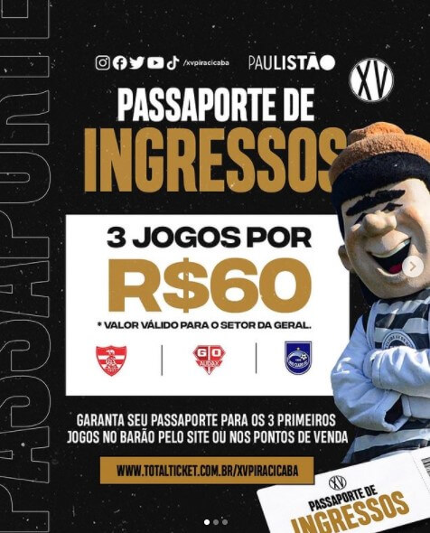 xv de piracicaba ingressos