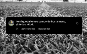 Filho de lateral do Corinthians critica campo do Palmeiras: ‘campo de bosta’