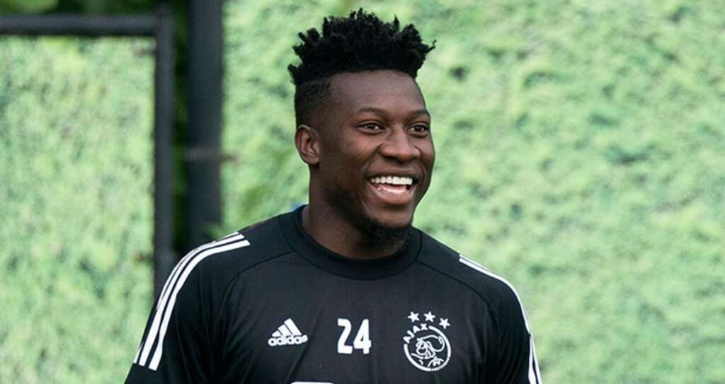 Goleiro Onana em treino do Ajax