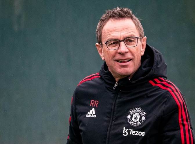 Ralf Rangnick treinando o Manchester United