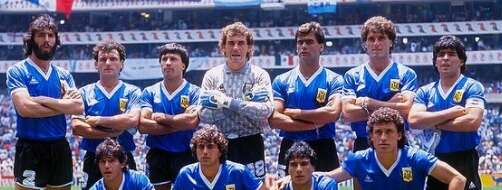 Maradona com o elenco argentino da Copa de 86