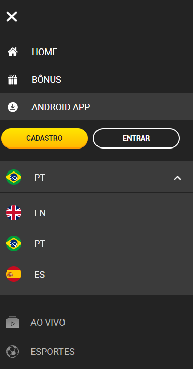 Esse site de apostas encontra-se totalmente traduzido para o português?