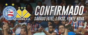 Série B: Duelo entrar Bahia e Criciúma é confirmado no sábado, às 16h30